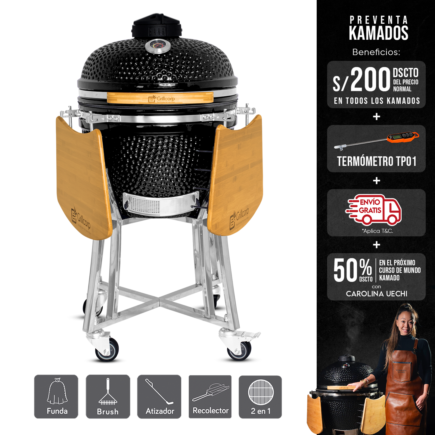 Kamado Clásico 20" + Divide and conquer de 2 niveles