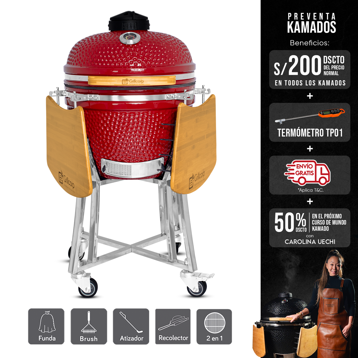 Kamado Clásico 20" + Divide and conquer de 2 niveles