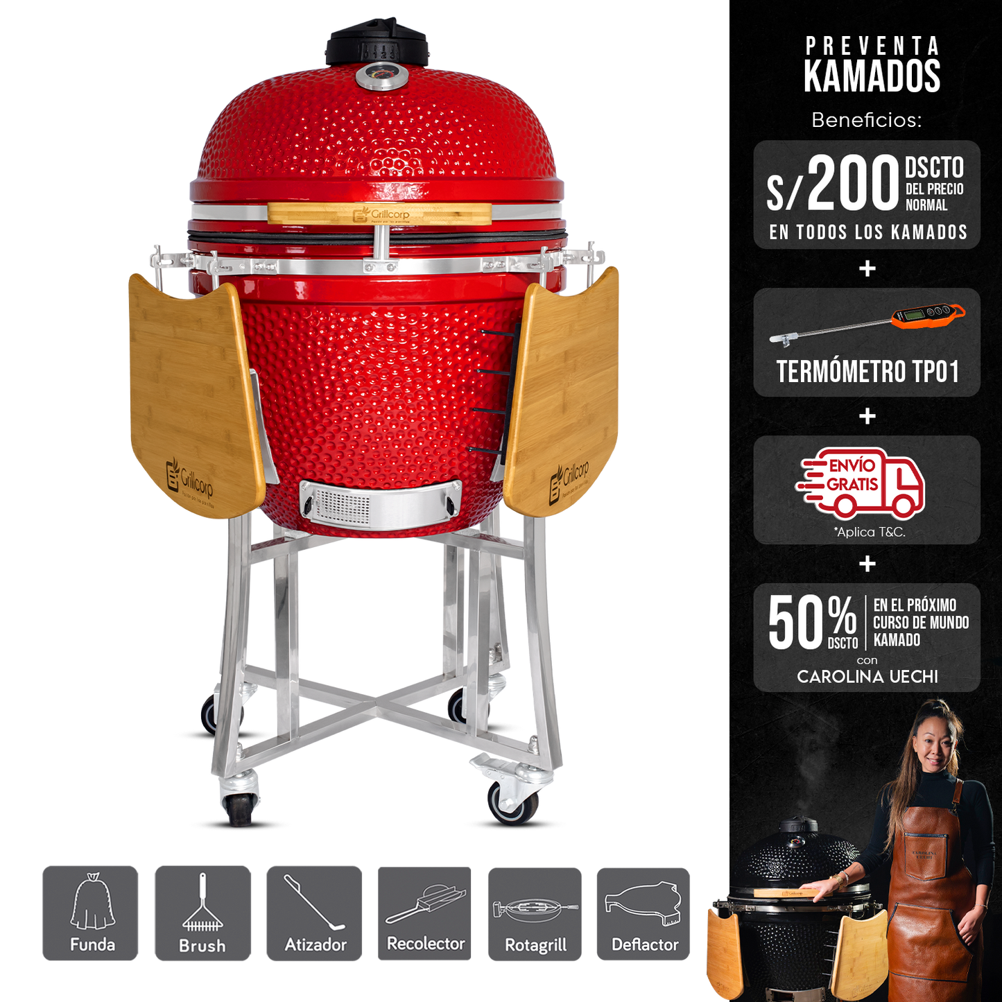 Kamado Clásico 23" + Divide and conquer 2 niveles