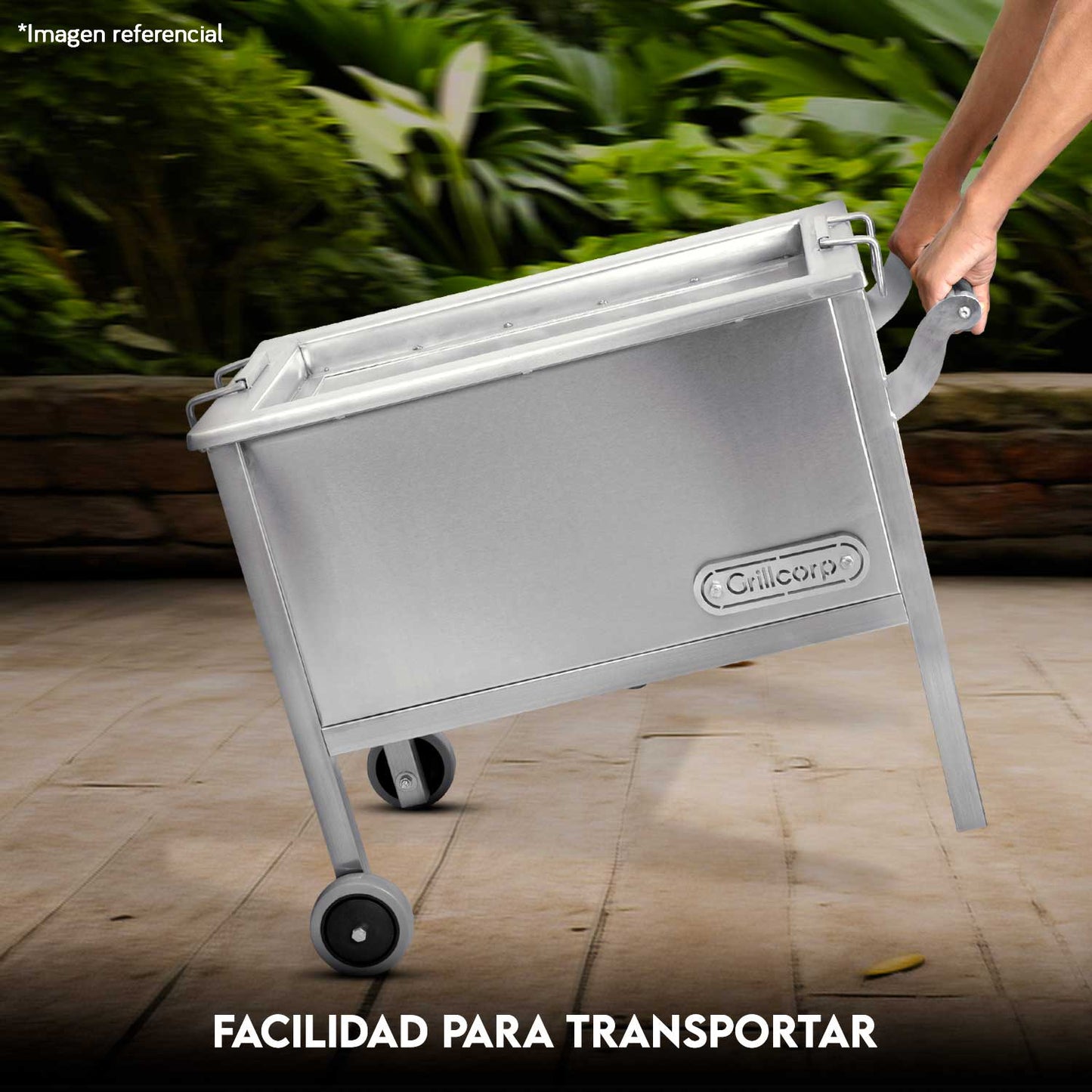 Caja China Junior Inoxidable con Parrilla de Levante Inoxidable