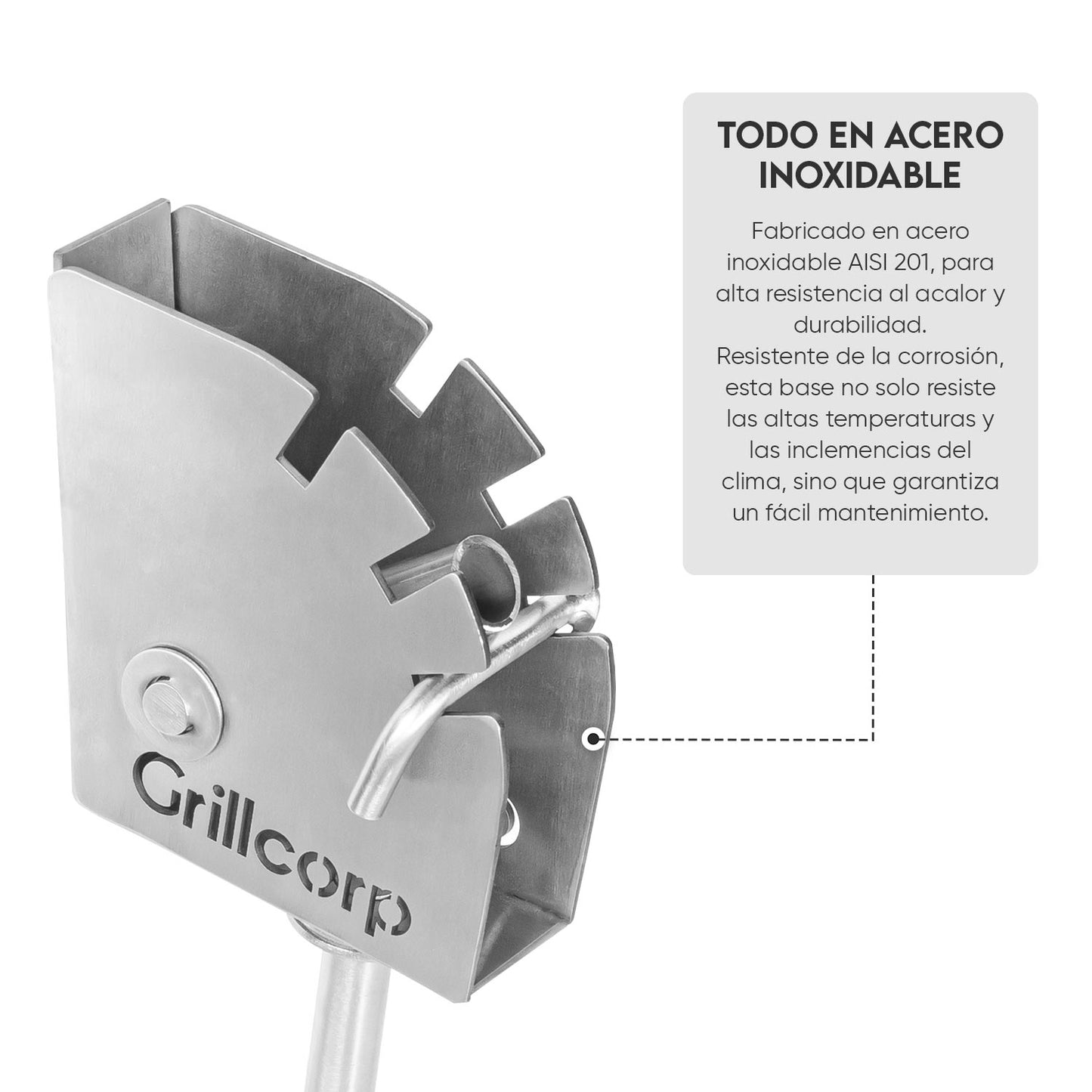 Base Inoxidable para Estaca Parrillera | Grillcorp