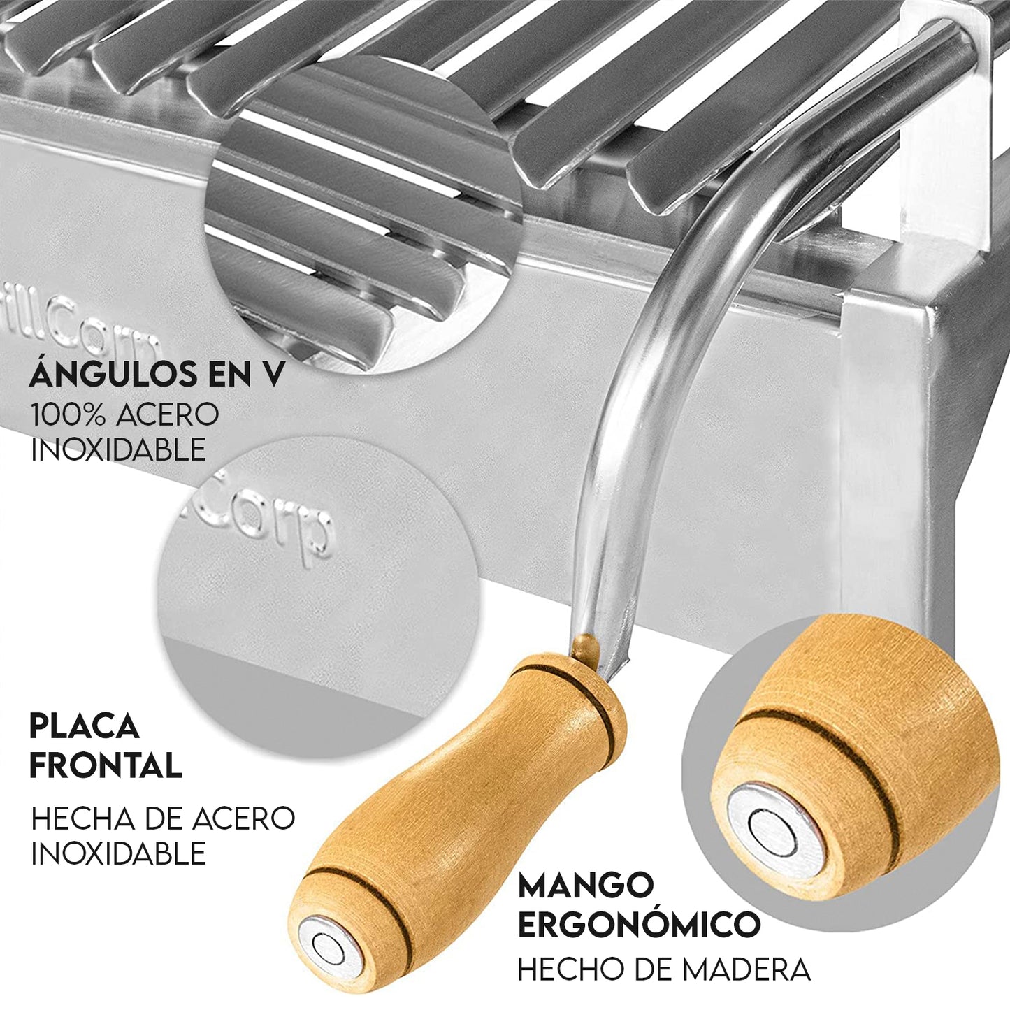 Parrilla Empotrable con sistema de levante Inoxidable Mediana 35cm x 59cm