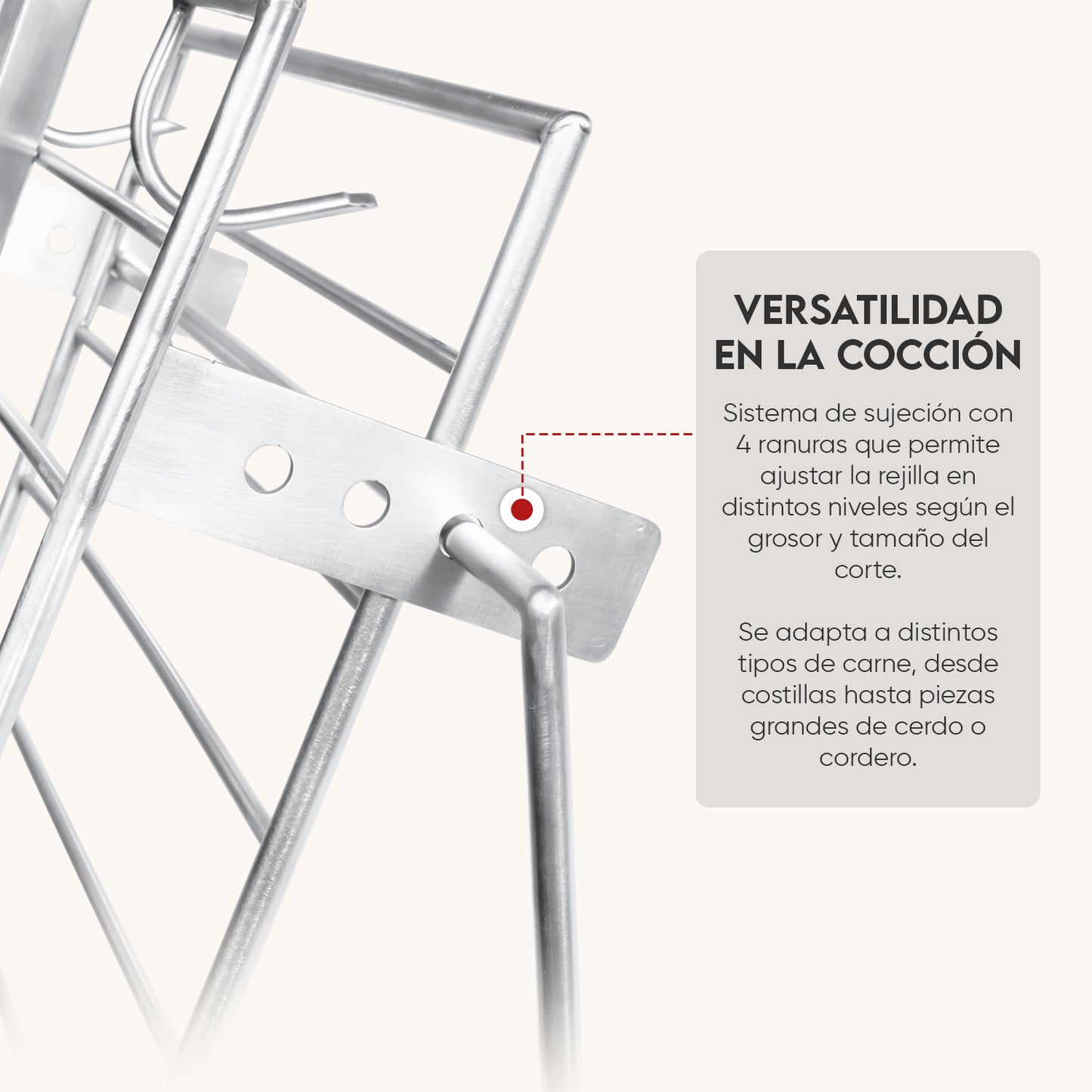 Combo Estaca Inoxidable 60 x 40 cm + Pack carbón y leña