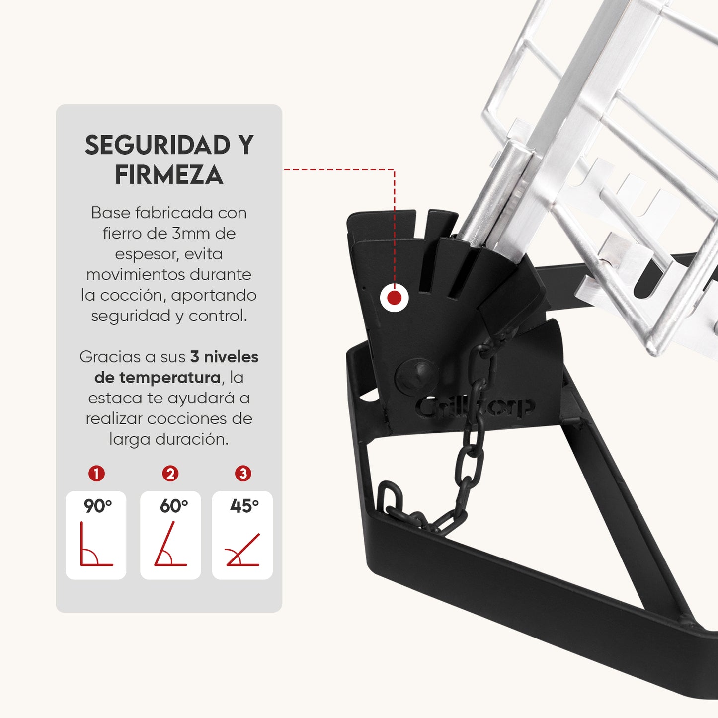 Combo Estaca Inoxidable 60 x 40 cm + Pack carbón y leña