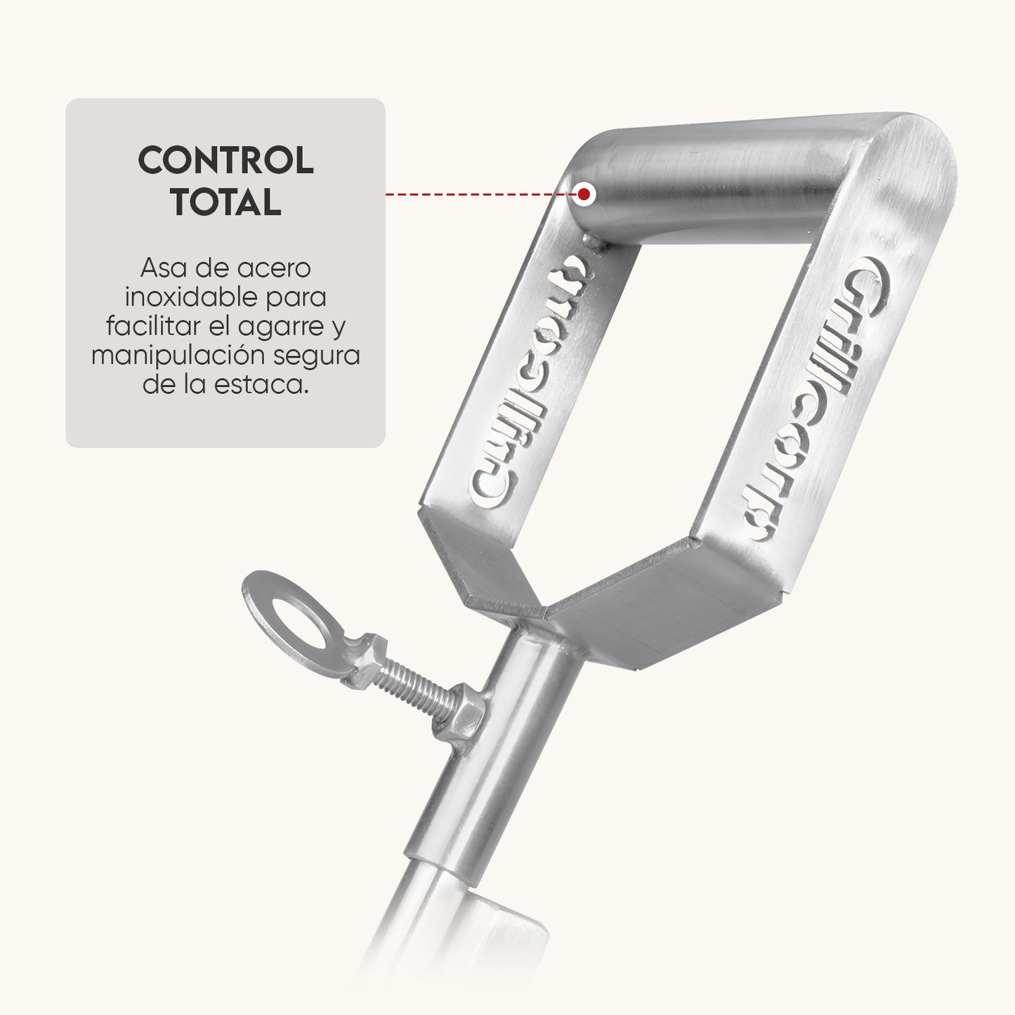 Combo Estaca Inoxidable 60 x 40 cm + Pack carbón y leña