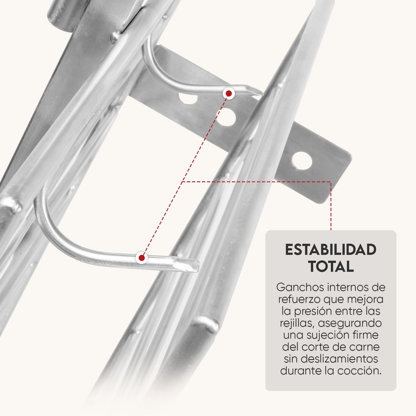 Combo Estaca Inoxidable 60 x 40 cm + Pack carbón y leña