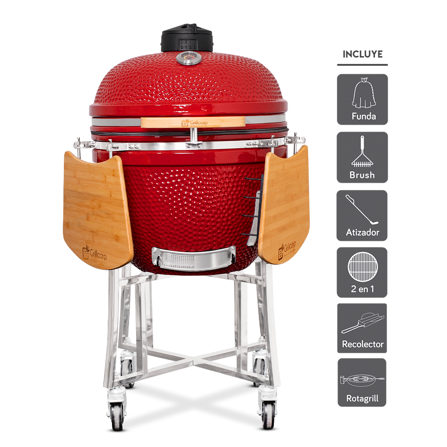 Kamado Clásico 25" + Rotagrill + Divide and conquer de 2 niveles