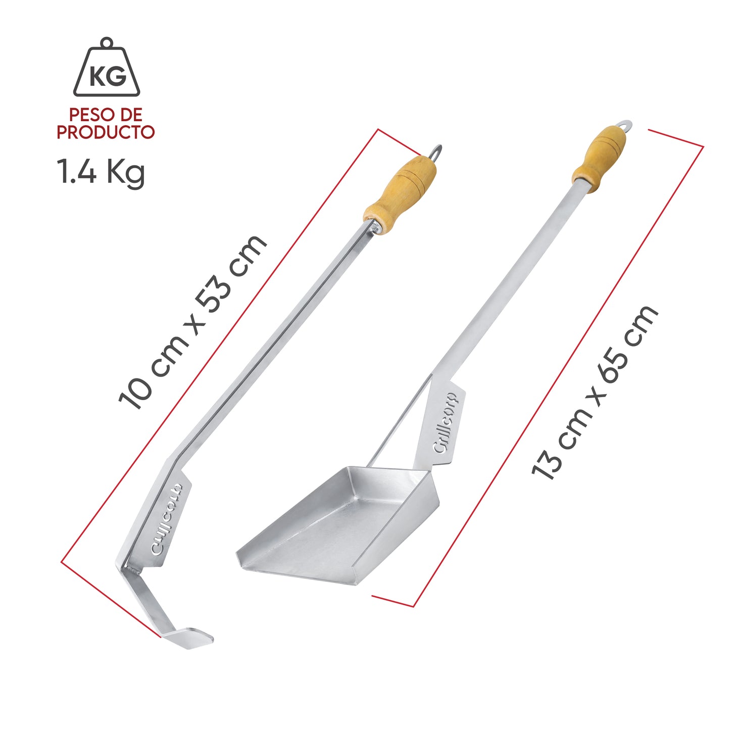Pala y Atizador de Acero inoxidable para carbón