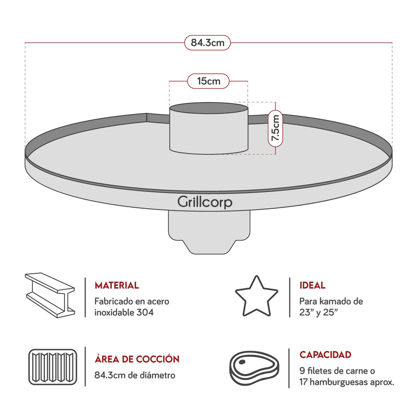 Plancha Redonda para Kamado | Grillcorp