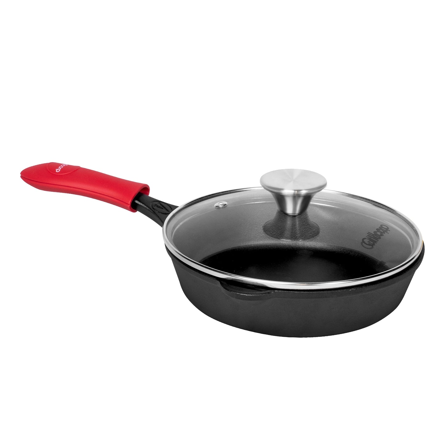 Sartén N° 16 de Hierro Fundido con Tapa de Vidrio y Mango de goma