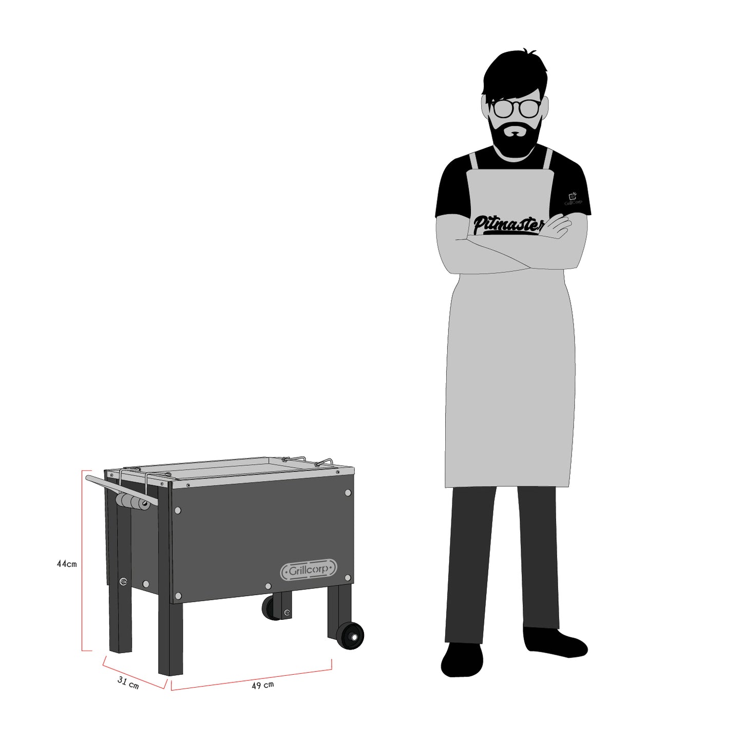 Caja China Chica Black Inoxidable con parrilla de levante inoxidable | Grillcorp