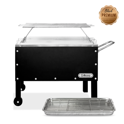 Caja China Mediana Black Premium con Parrilla de Varillas Inoxidables | Grillcorp