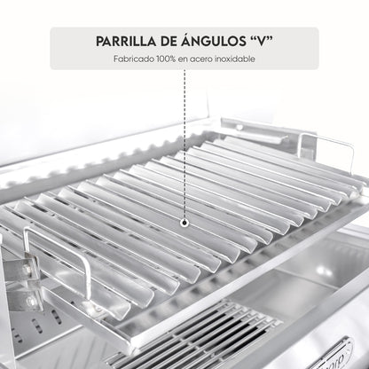 Parrilla Argentina con tapa Grande Empotrable Inoxidable 80cm x 50cm | Grillcorp