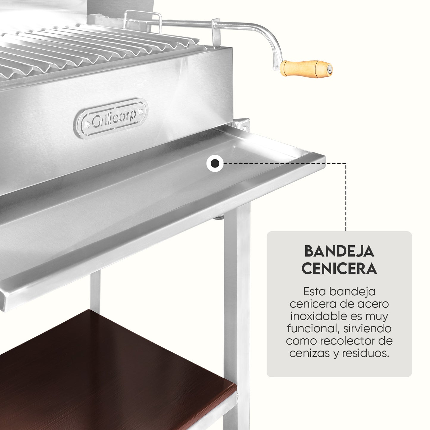 Parrilla Argentina con tapa Grande Empotrable Inoxidable 80cm x 50cm | Grillcorp