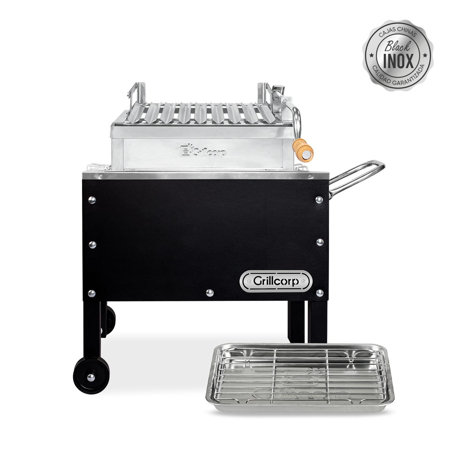 Caja China Chica Black Inoxidable con parrilla de levante inoxidable | Grillcorp