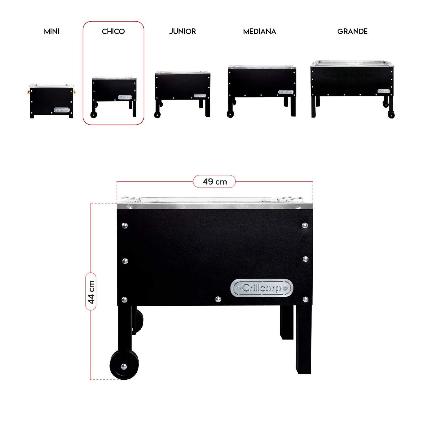 Caja China Chica Black Inoxidable con parrilla de levante inoxidable | Grillcorp