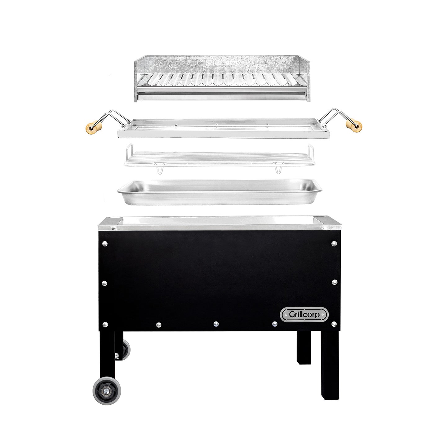 Caja China Mediana Black Inoxidable con Parrilla de Ángulos | Grillcorp