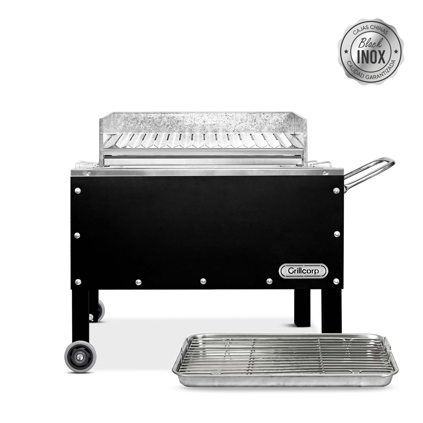 Caja China Mediana Black Inoxidable con Parrilla de Ángulos | Grillcorp