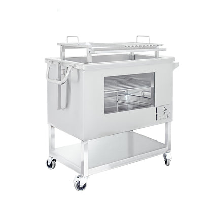 Caja China Mediana (80cm x 50cm) de Acero Inoxidable 3 en 1 - Llamas
