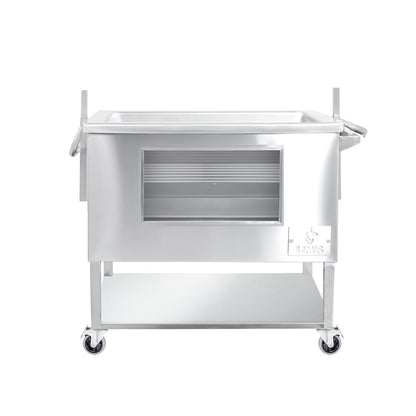 Caja China Mediana (80cm x 50cm) de Acero Inoxidable 3 en 1 - Llamas