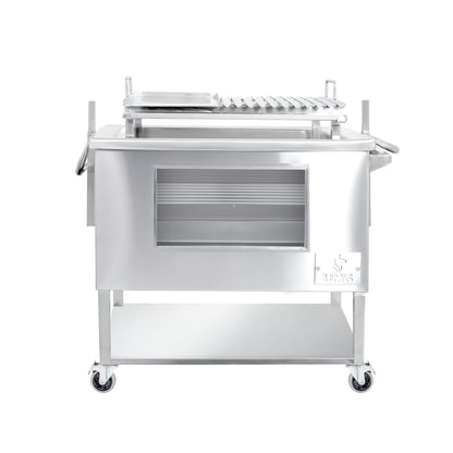 Caja China Mediana (80cm x 50cm) de Acero Inoxidable 3 en 1 - Llamas