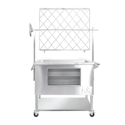 Caja China Mediana (80cm x 50cm) de Acero Inoxidable 3 en 1 - Llamas
