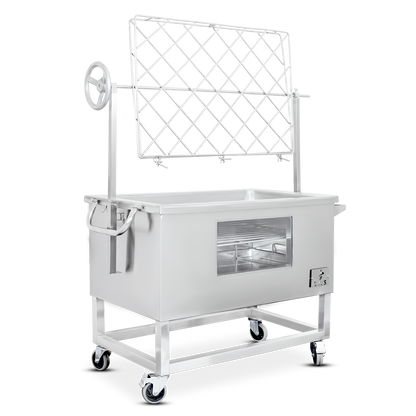 Caja China Grande (100cm x 60cm) de Acero Inoxidable 3 en 1 - Llamas