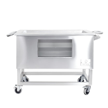 Caja China Grande (100cm x 60cm) de Acero Inoxidable 3 en 1 - Llamas