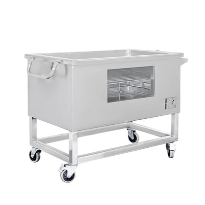 Caja China Grande (100cm x 60cm) de Acero Inoxidable 3 en 1 - Llamas