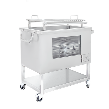 Caja China Grande (80cm x 50cm) de Acero Inoxidable 2 en 1 - Llamas