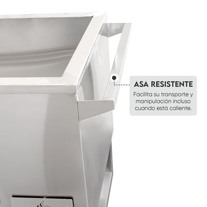 Caja China Grande (80cm x 50cm) de Acero Inoxidable 2 en 1 - Llamas