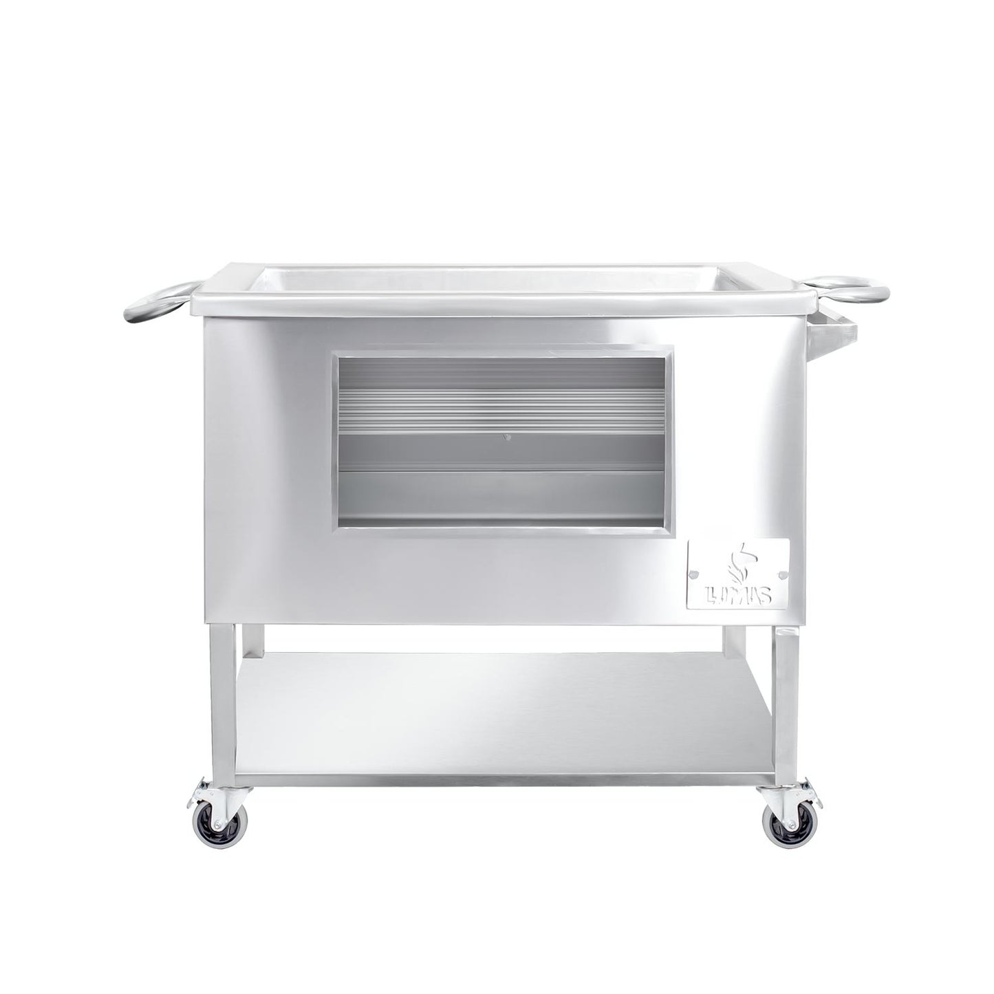 Caja China Grande (80cm x 50cm) de Acero Inoxidable 2 en 1 - Llamas