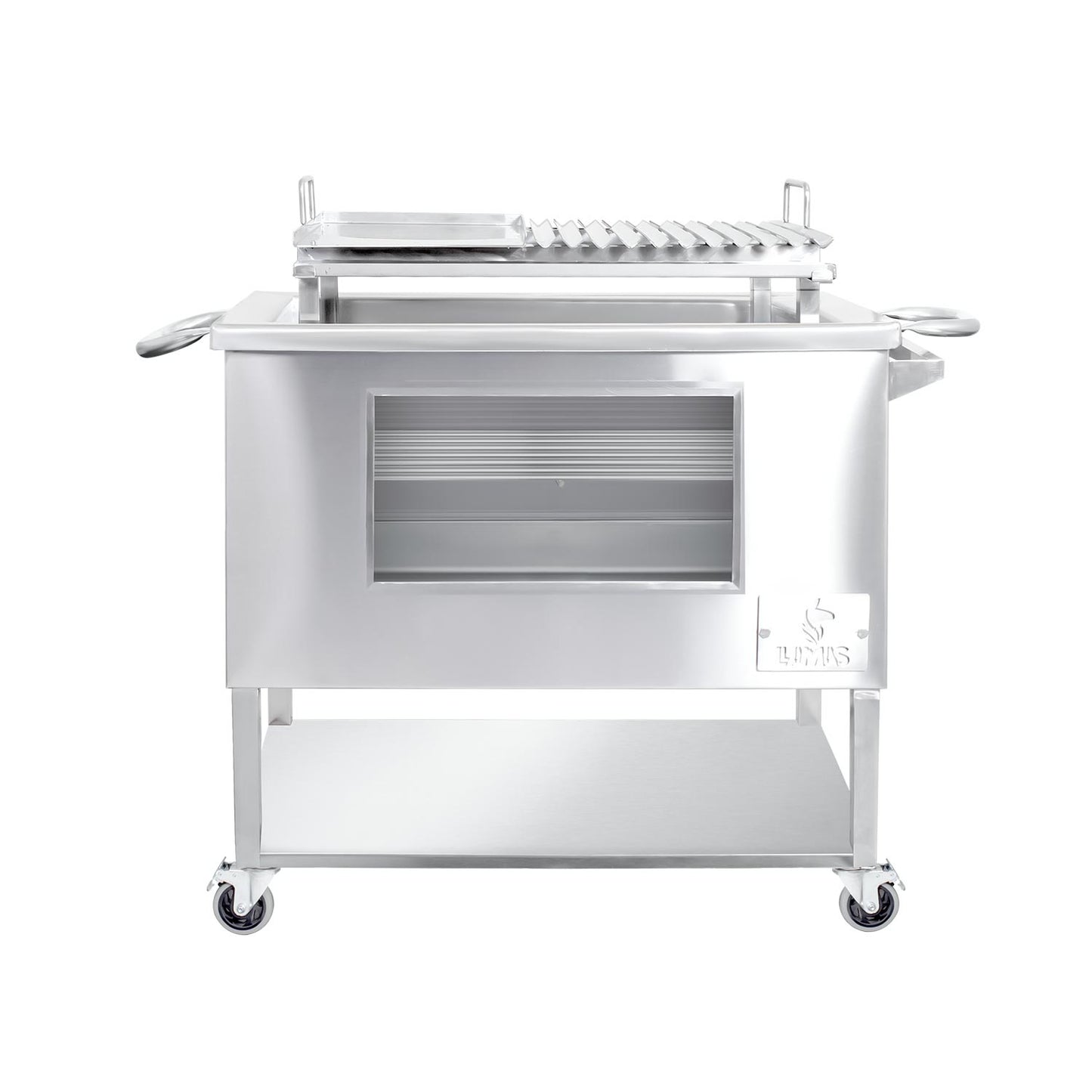 Caja China Grande (80cm x 50cm) de Acero Inoxidable 2 en 1 - Llamas