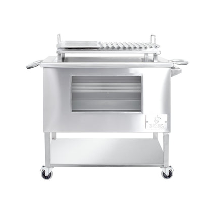 Caja China Grande (80cm x 50cm) de Acero Inoxidable 2 en 1 - Llamas