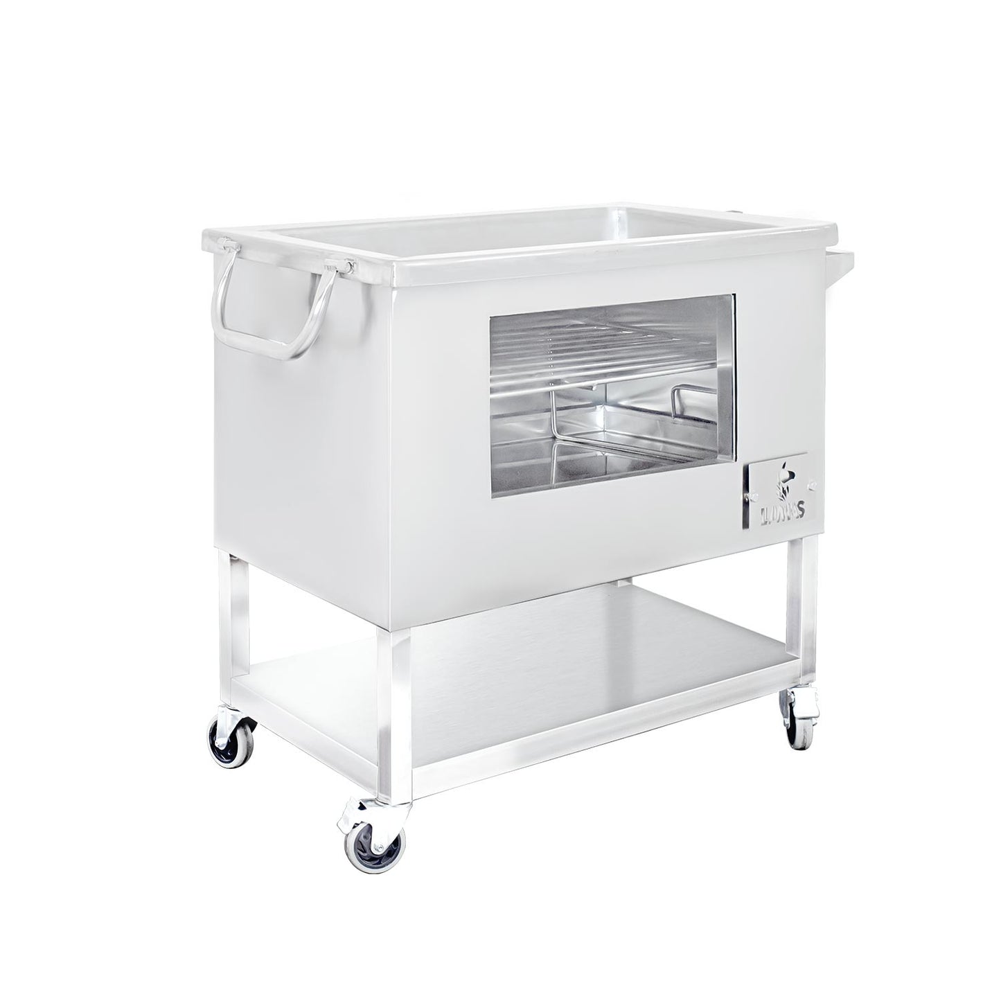 Caja China Grande (80cm x 50cm) de Acero Inoxidable 2 en 1 - Llamas