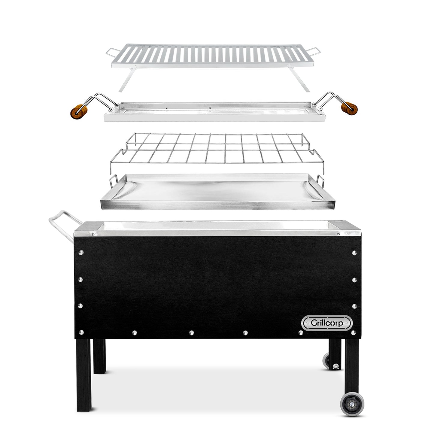 Caja china Grande Black inoxidable con Parrilla de Platinas Niqueladas