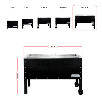 Caja china Grande Black Premium con Parrilla de Platinas Niqueladas | Grillcorp
