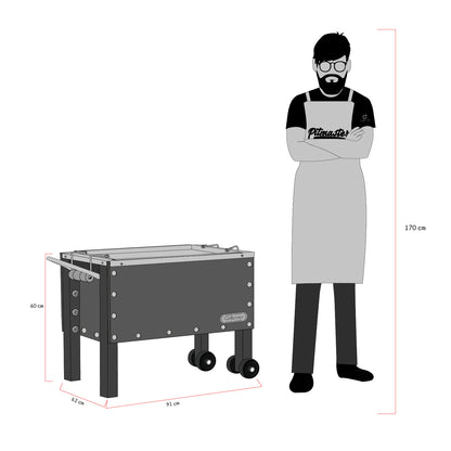 Caja china Grande Black Premium con Parrilla de Platinas Niqueladas | Grillcorp