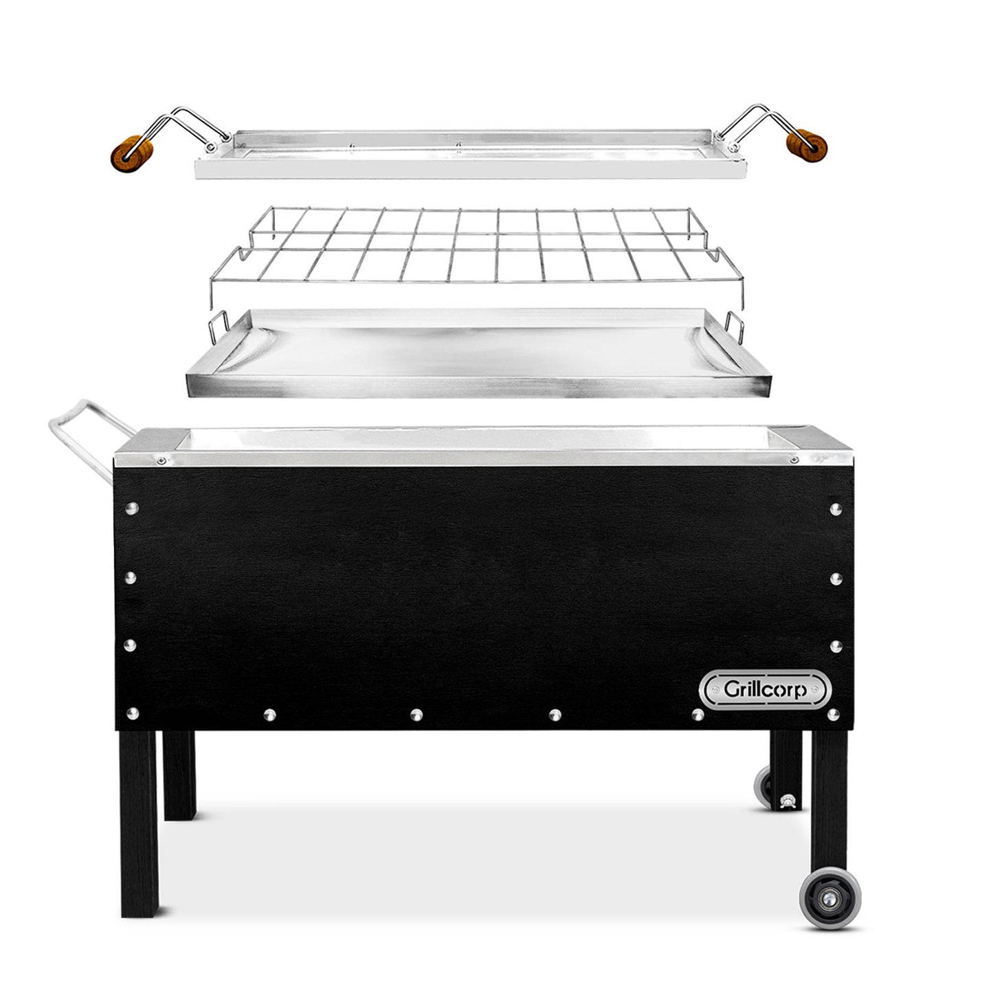 Caja china Grande Black inoxidable con Parrilla de Levante Mixta