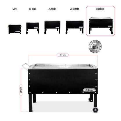Caja china Grande Black inoxidable con Parrilla de Levante Mixta