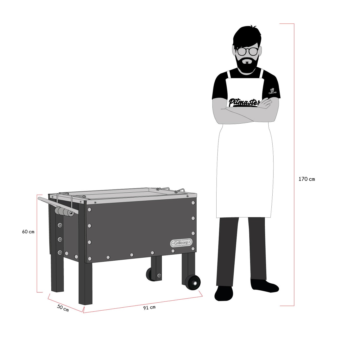 Caja china Grande Black inoxidable con Parrilla de Levante Mixta
