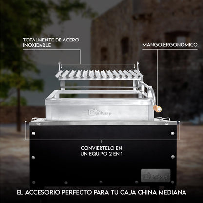 Parrilla Empotrable con sistema de levante Inoxidable Mediana 35cm x 59cm