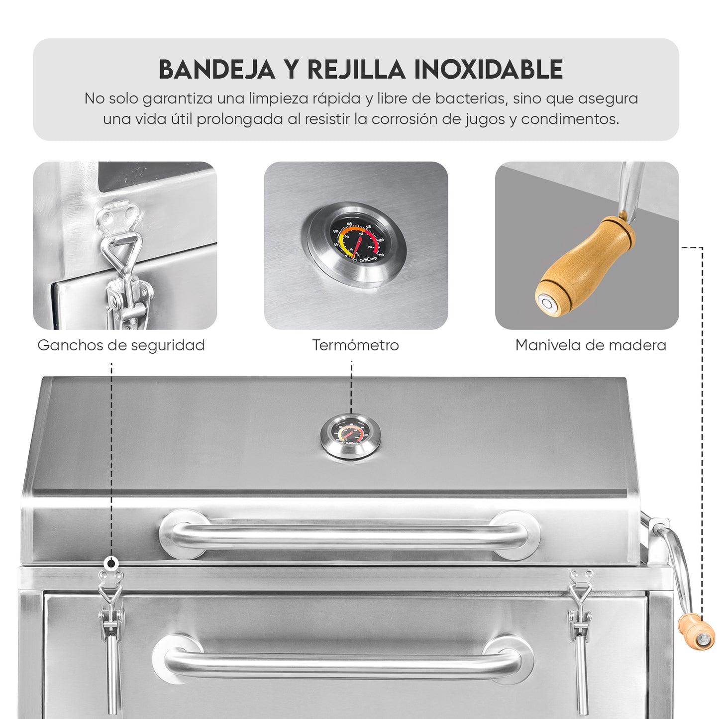 Parrilla con Caja China Profesional con Tapa 80cm x 50cm | Grillcorp