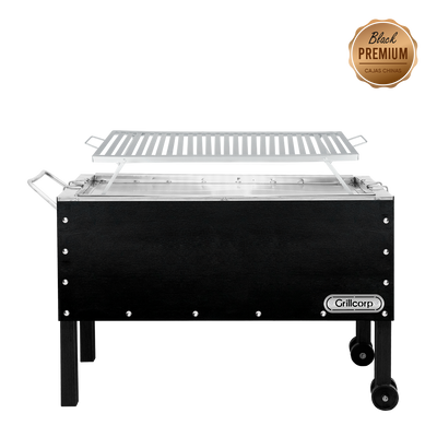 Caja china Grande Black Premium con Parrilla de Platinas Niqueladas | Grillcorp