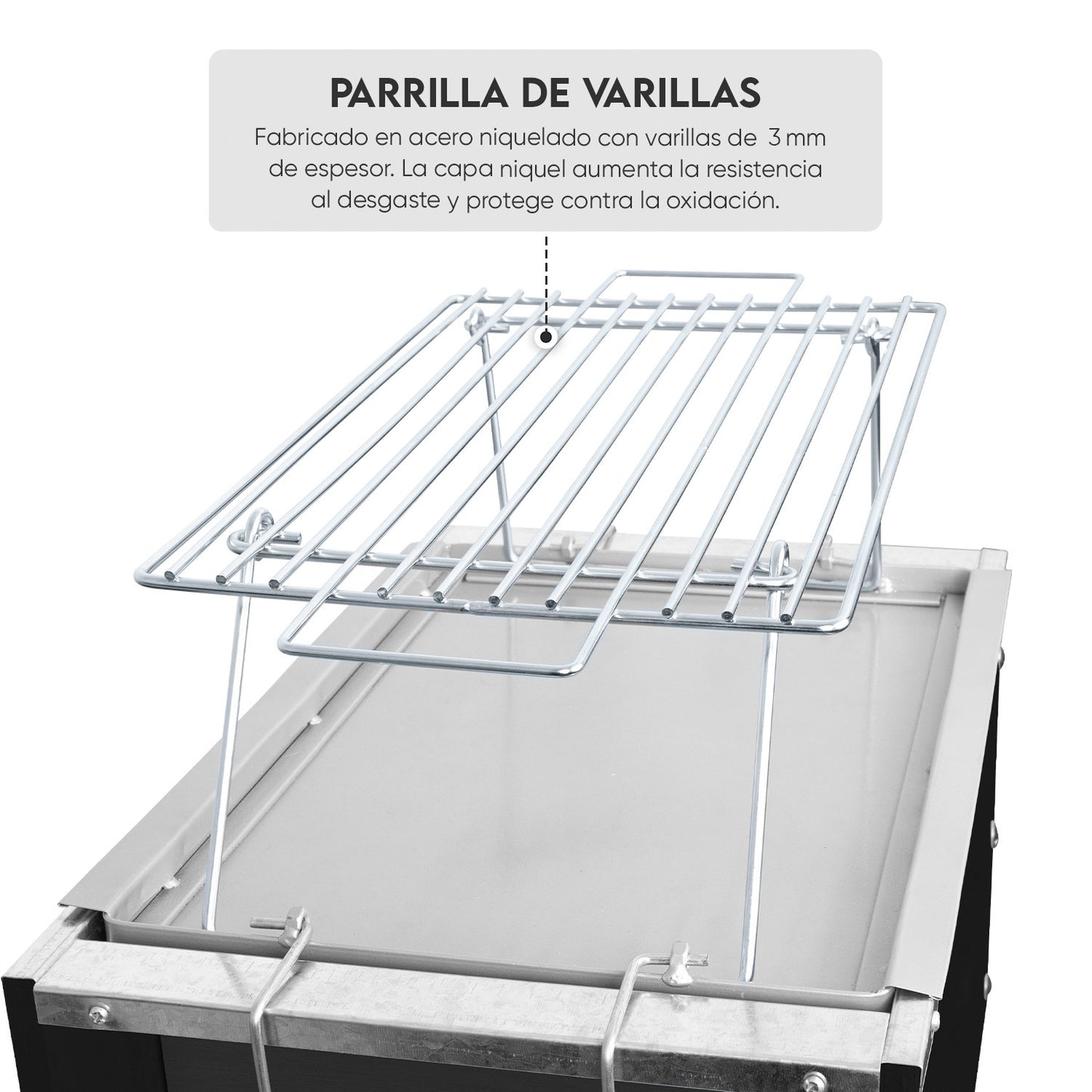 Caja China Mini Black Inoxidable con Parrilla de varillas | Grillcorp