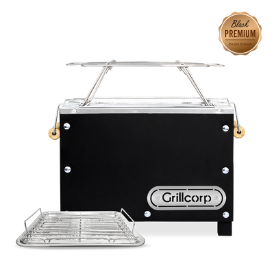 Caja China Mini Black Premium con Parrilla de Varillas Niqueladas | Grillcorp