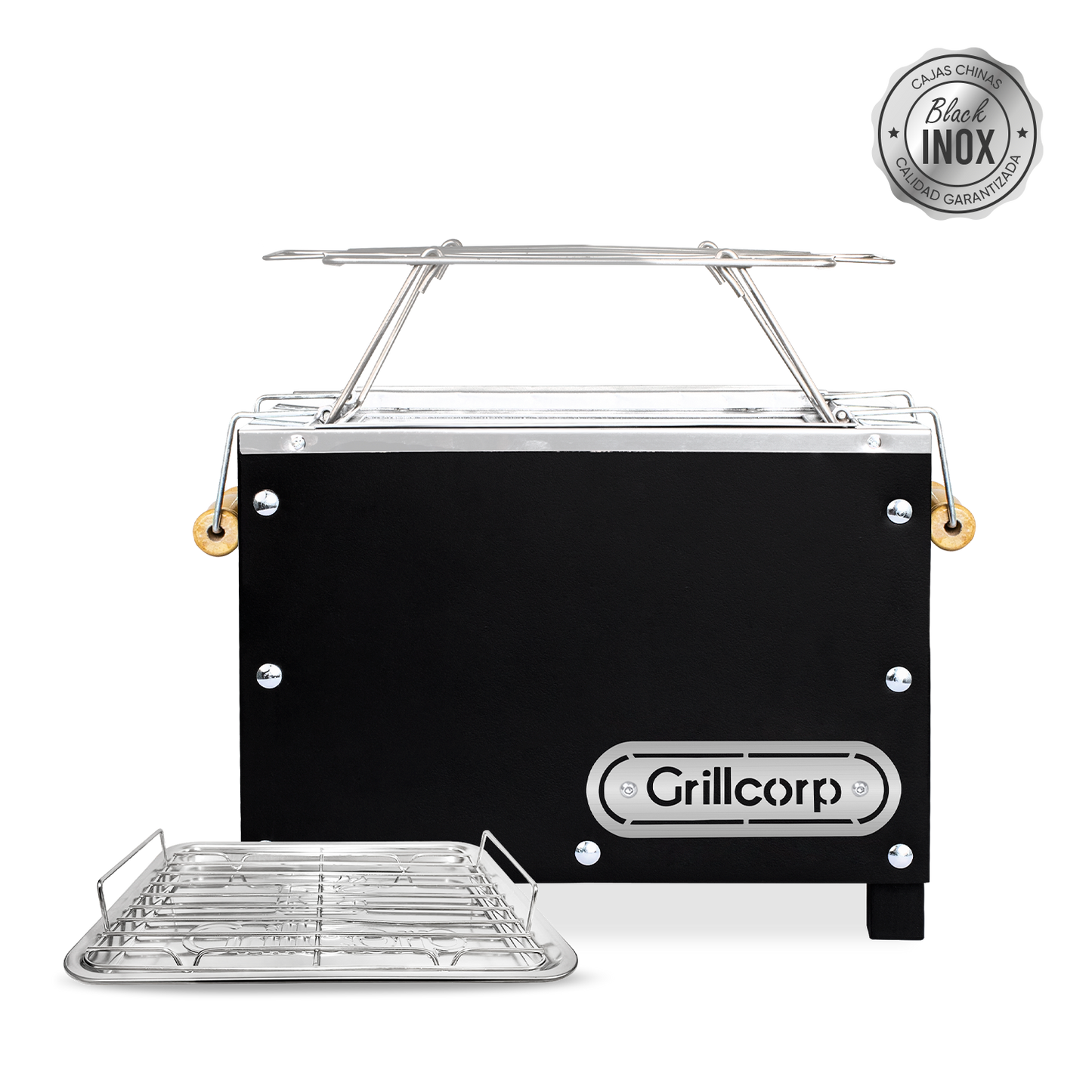 Caja China Mini Black Inoxidable con Parrilla de varillas | Grillcorp