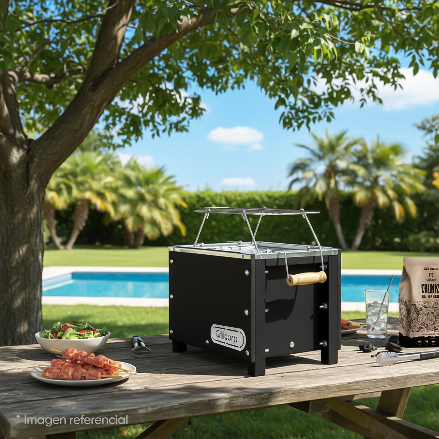 Caja China Mini Black Inoxidable con Parrilla de varillas | Grillcorp