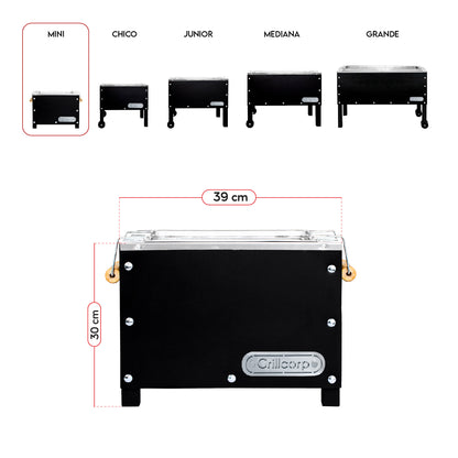 Caja China Mini Black Inoxidable con Parrilla de varillas | Grillcorp