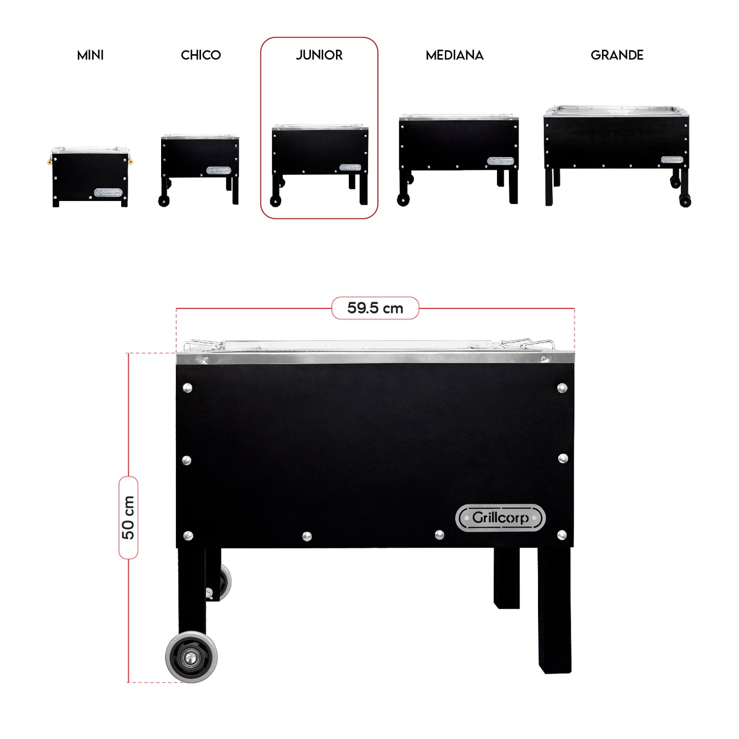 Caja china Junior Black Premium con Parrilla de Levante Mixta | Grillcorp